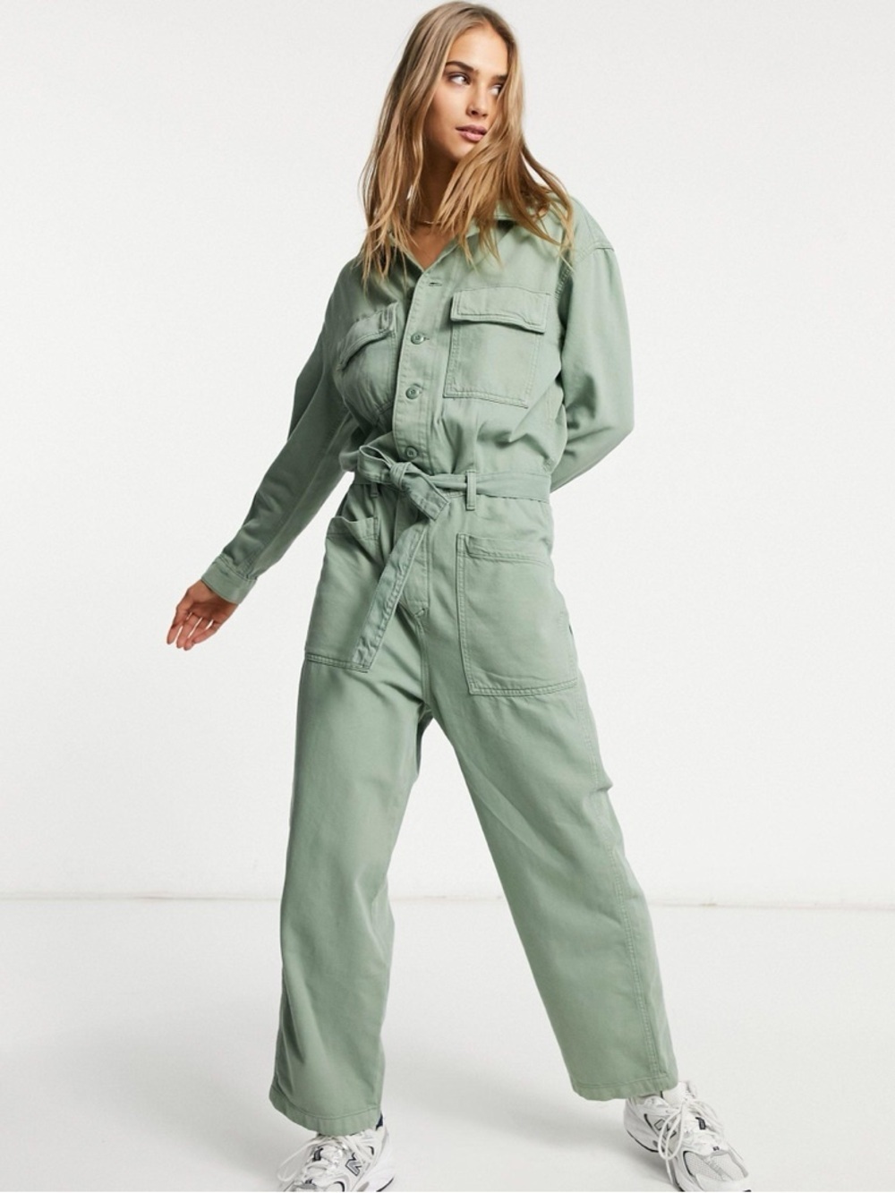 Levi's Utility 100% Cotton Twill Jumpsuit in Sage Green Overalls Classic Medium